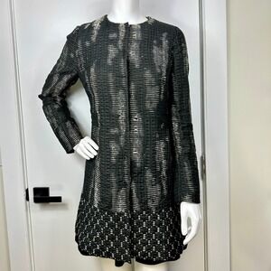 Longline Jacket Size S Abstract Print Lightweight Layering Chic Goth Workwear